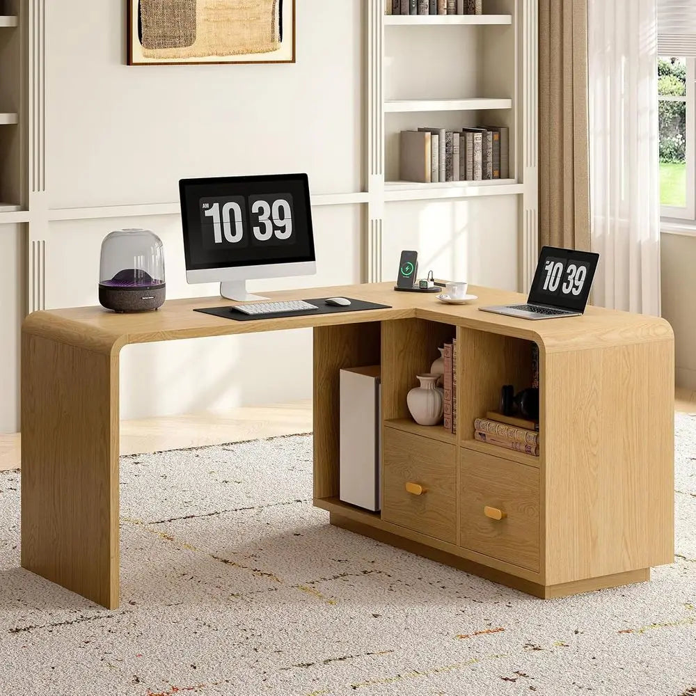 L-Shaped Executive Desk with USB