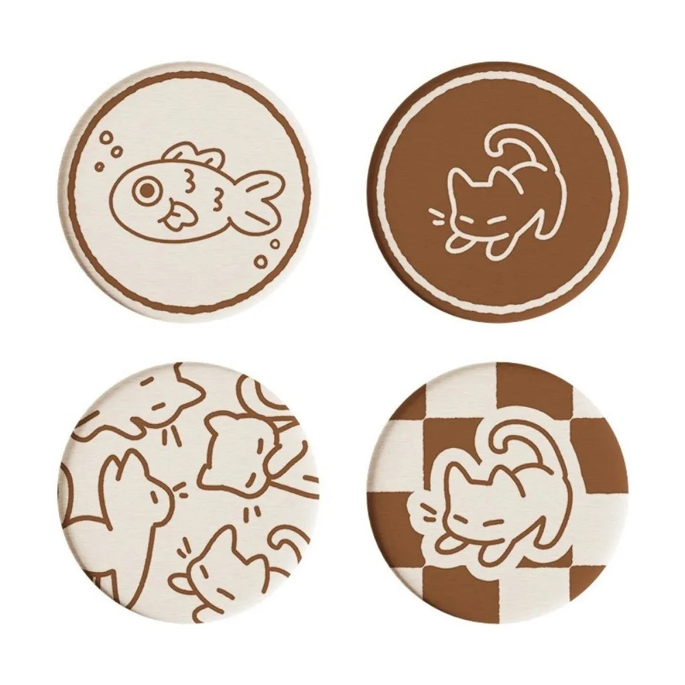 Cartoon Cat Diatom Mud Coaster