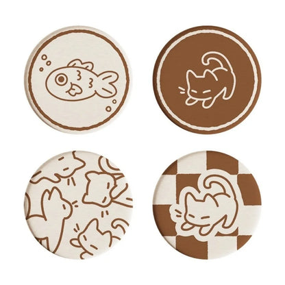 Cartoon Cat Diatom Mud Coaster