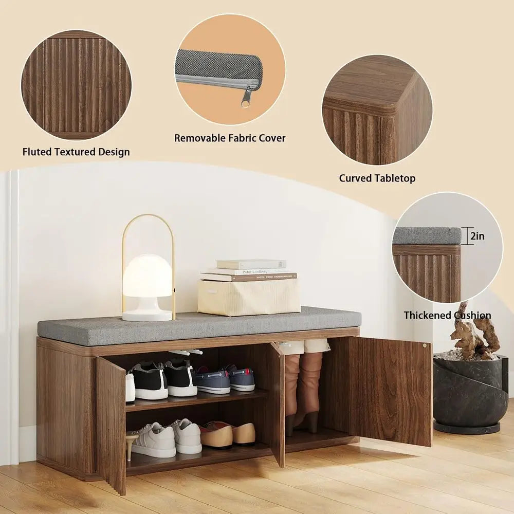 Walnut Shoe Storage Bench