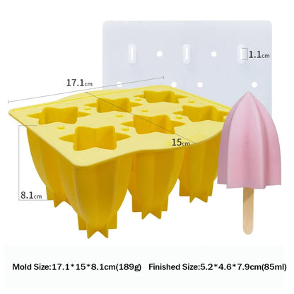 6-Cavity Silicone Popsicle Molds & Sticks