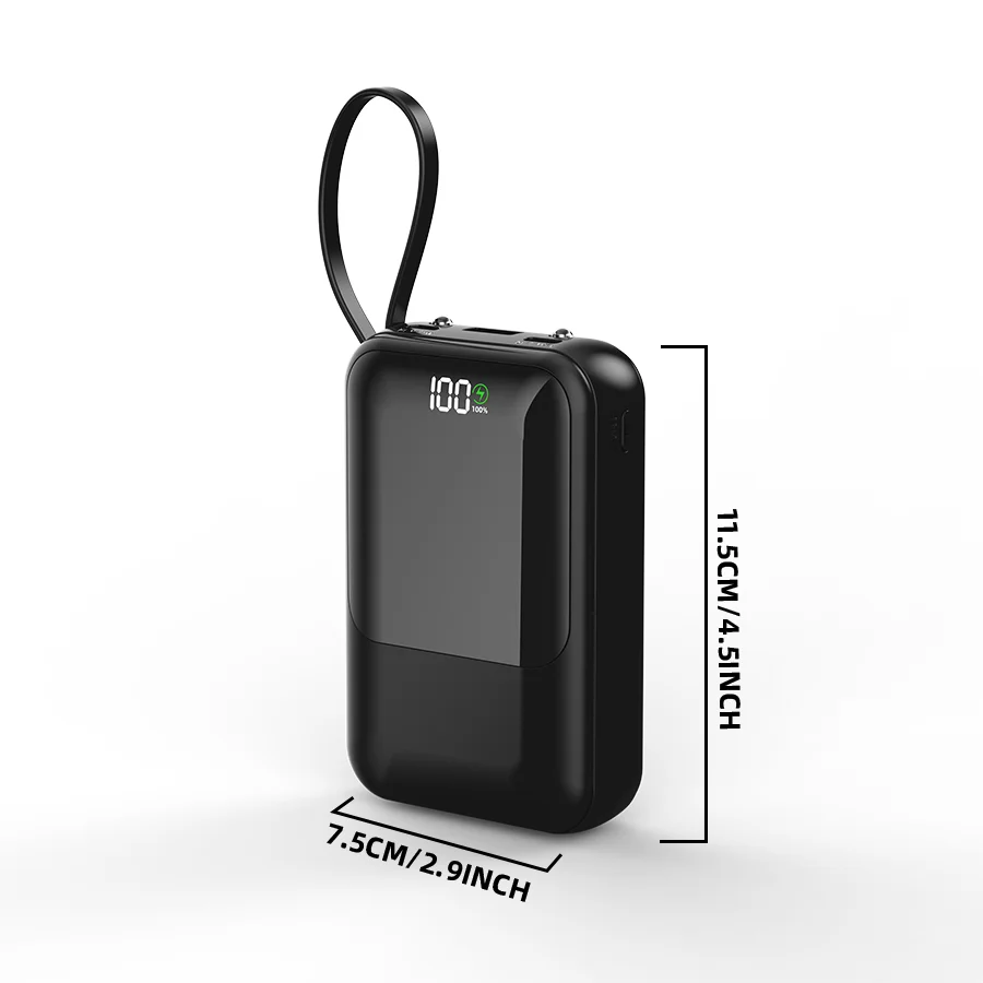 Large Capacity Power Bank with Built-In Cable