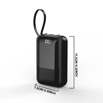 Large Capacity Power Bank with Built-In Cable