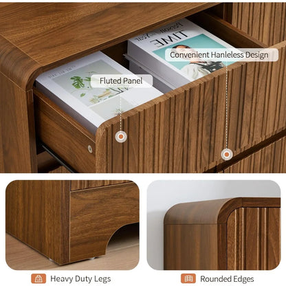 Premium 9-Drawer Wood Dresser with Fluted Modern Design