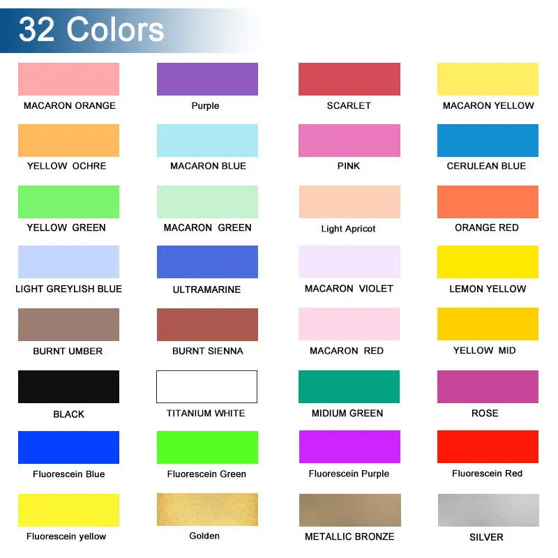 32-Color Matte Airbrush Paint Set