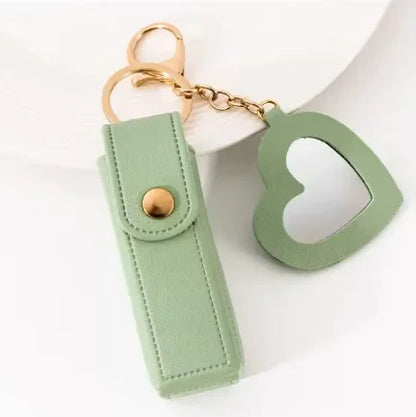 Mini Leather Lipstick Case Keychain
