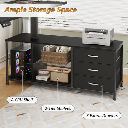Premium L-Shaped Electric Standing Desk with Integrated Storage & Charging Station
