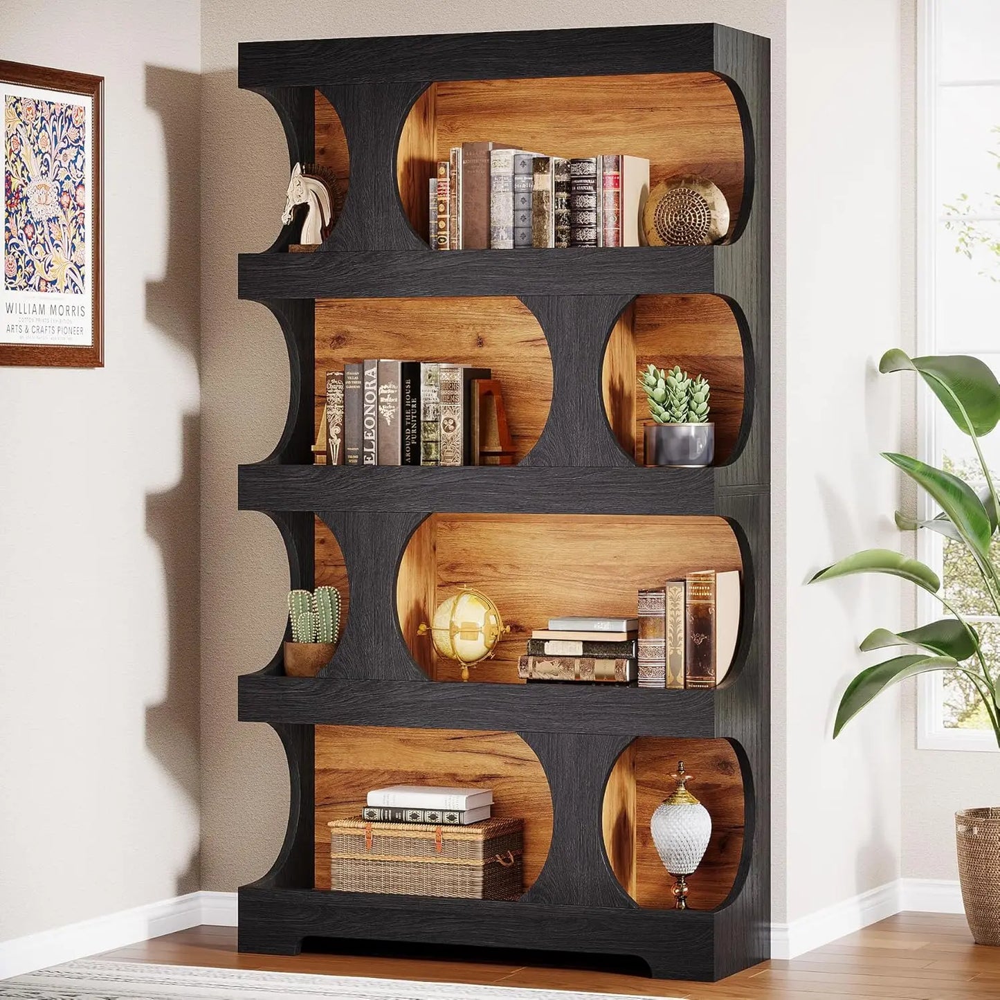Ravenport 4-Tier Bookcase with Open Display Shelves