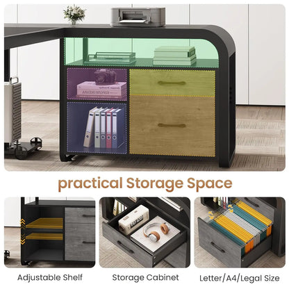 Nova L-Shaped Executive Desk with Storage & Charging Station
