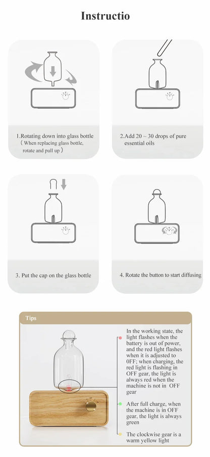 Waterless Nebulizing Essential Oil Diffuser