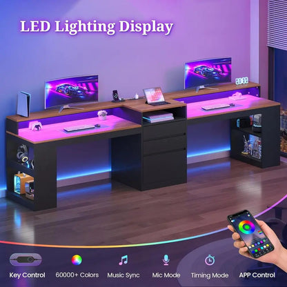 Dual-Person LED Computer Desk