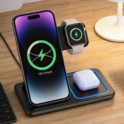 TriCharge Flex 3-in-1 Foldable Wireless Charging Station