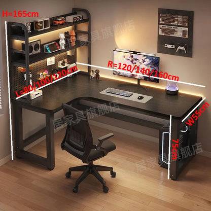 Forgewood L-Shaped Desk with Bookshelf & Pegboard Storage