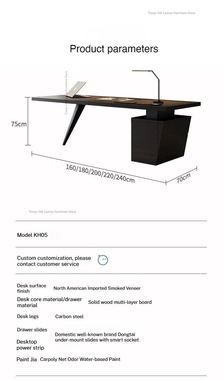 Milano Italian Minimalist Solid Wood Office Desk