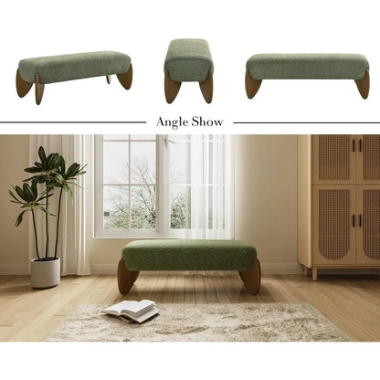 Scalloped-Leg Upholstered Bench