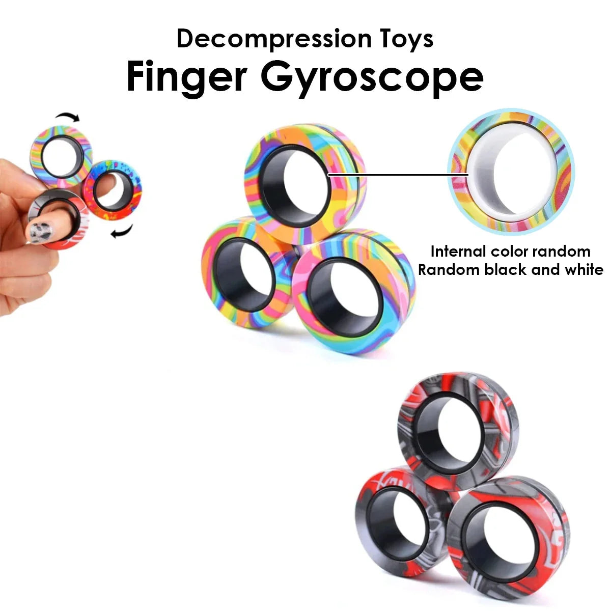 3Pc Magnetic Rings Fidget Toy Set