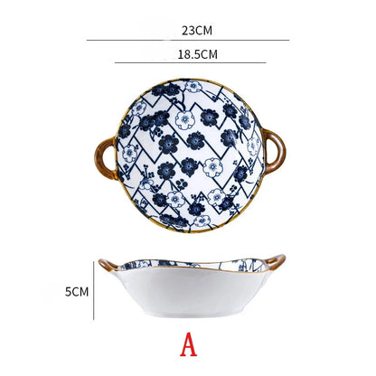 Japanese Ceramic Noodle Bowl w/ Handles