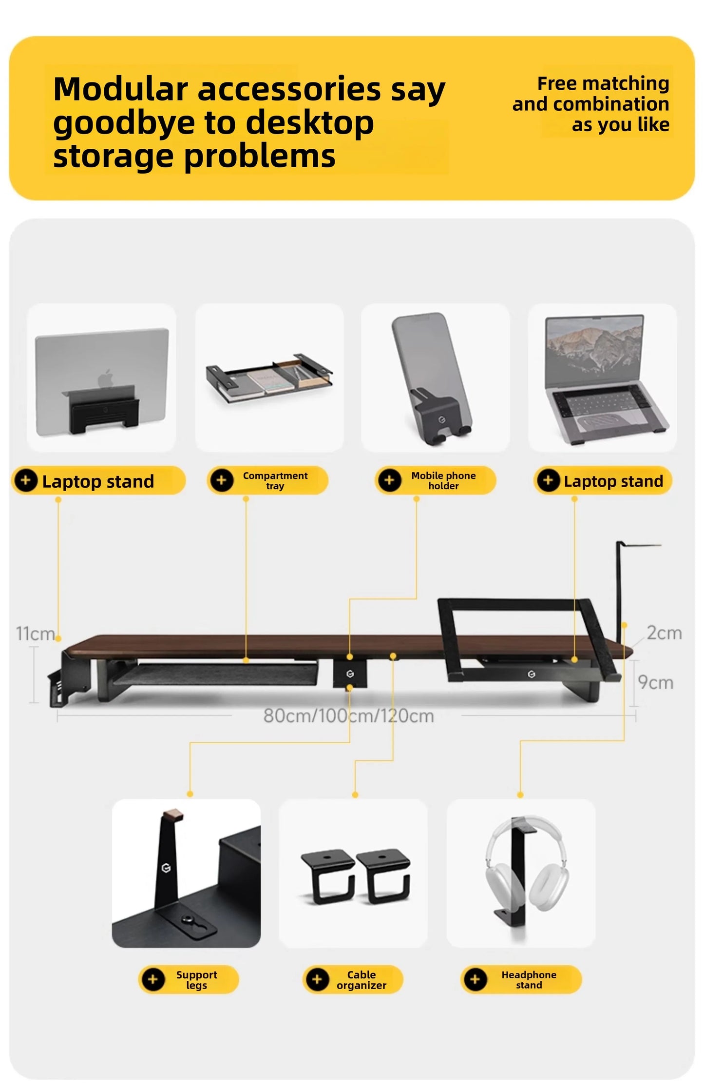 Modular Black Walnut Monitor Riser