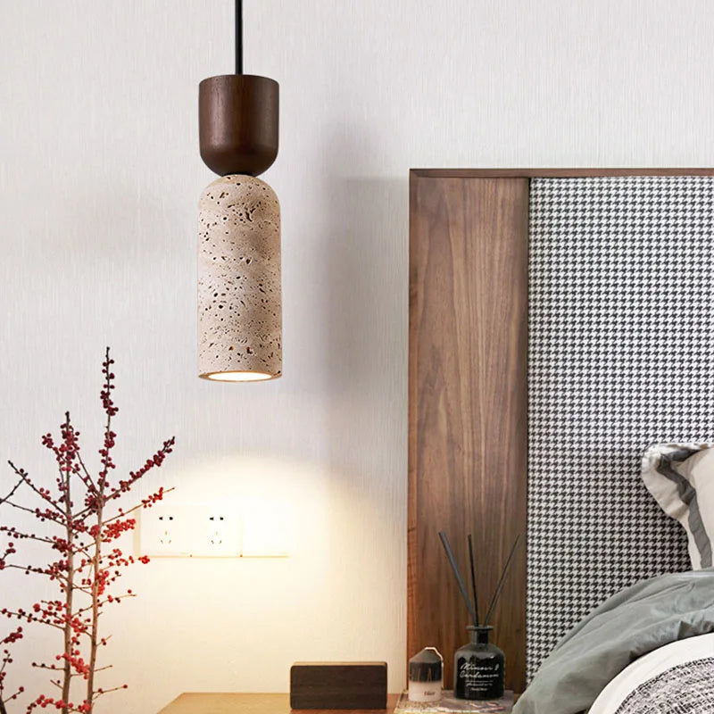 One-of-a-Kind Travertine Pendant Light