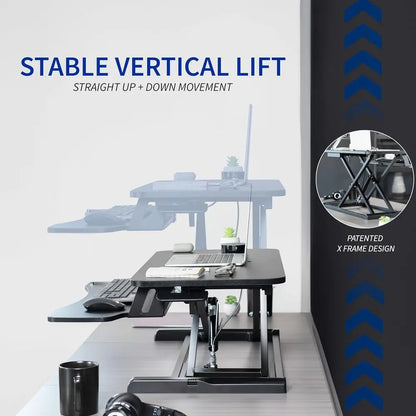 Height Adjustable Sit-Stand Desk Riser with Keyboard Tray