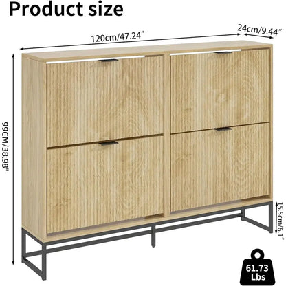 Narrow 4-Door Shoe Rack Cabinet