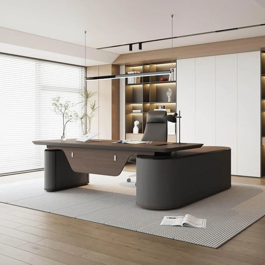 The Vanguard Executive L-Shaped Office Suite with Storage Cabinet & Privacy Panel
