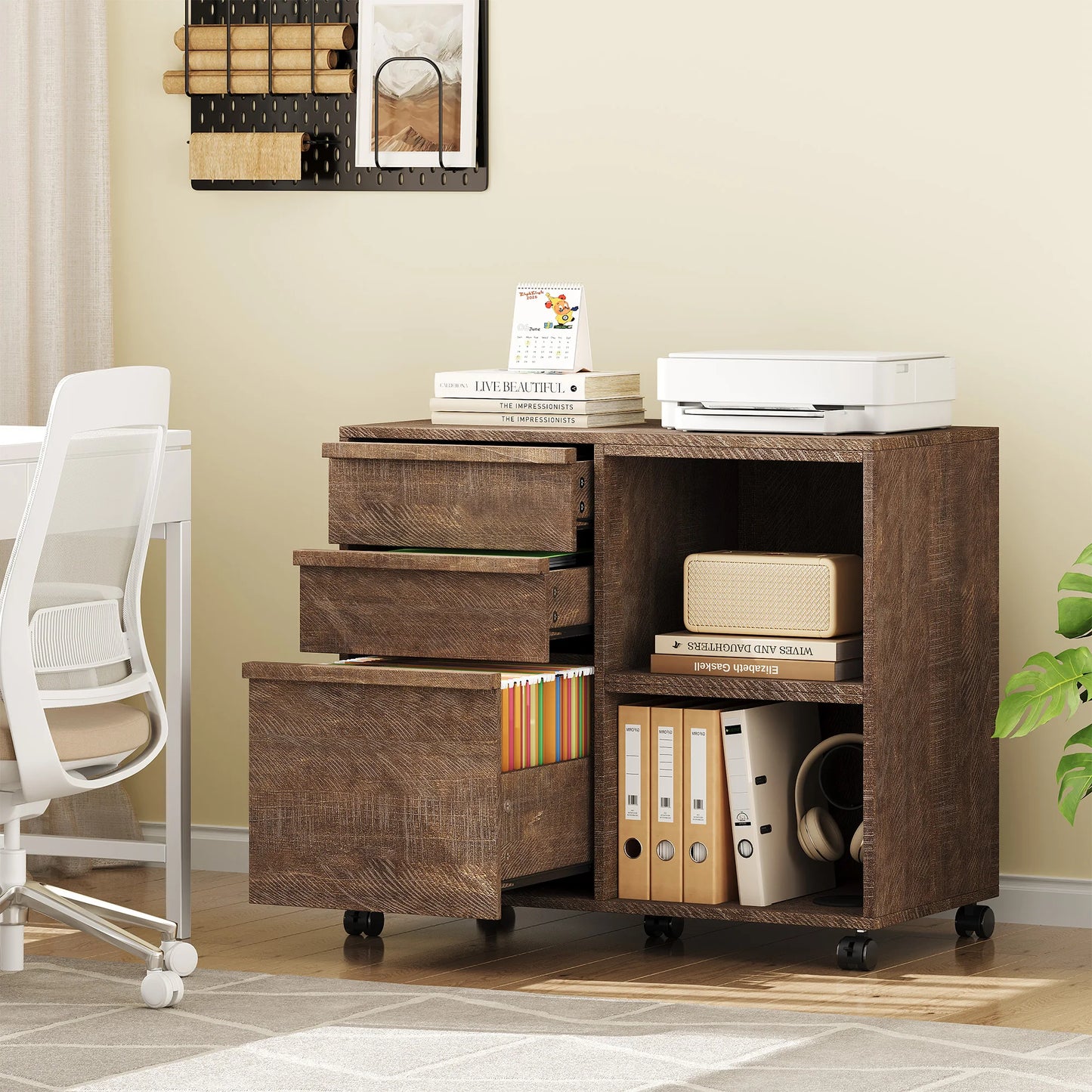 Ergove 3-Drawer Rolling File Cabinet