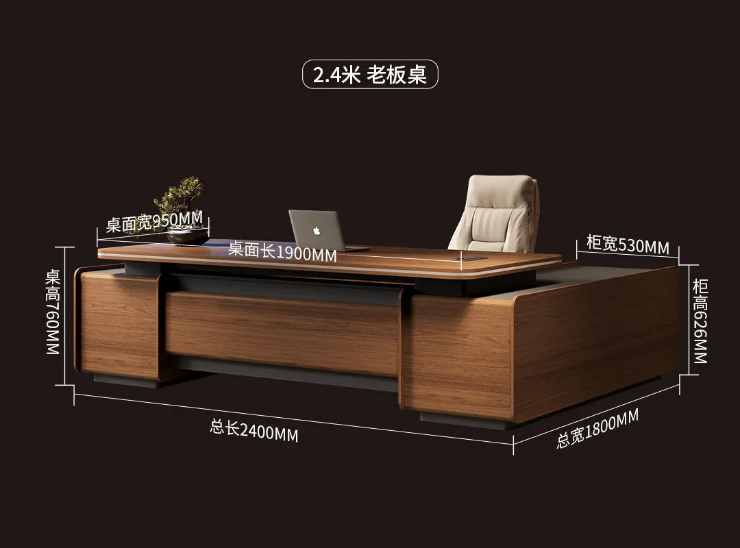 Designer Italian Solid Wood Executive L-Shaped Desk
