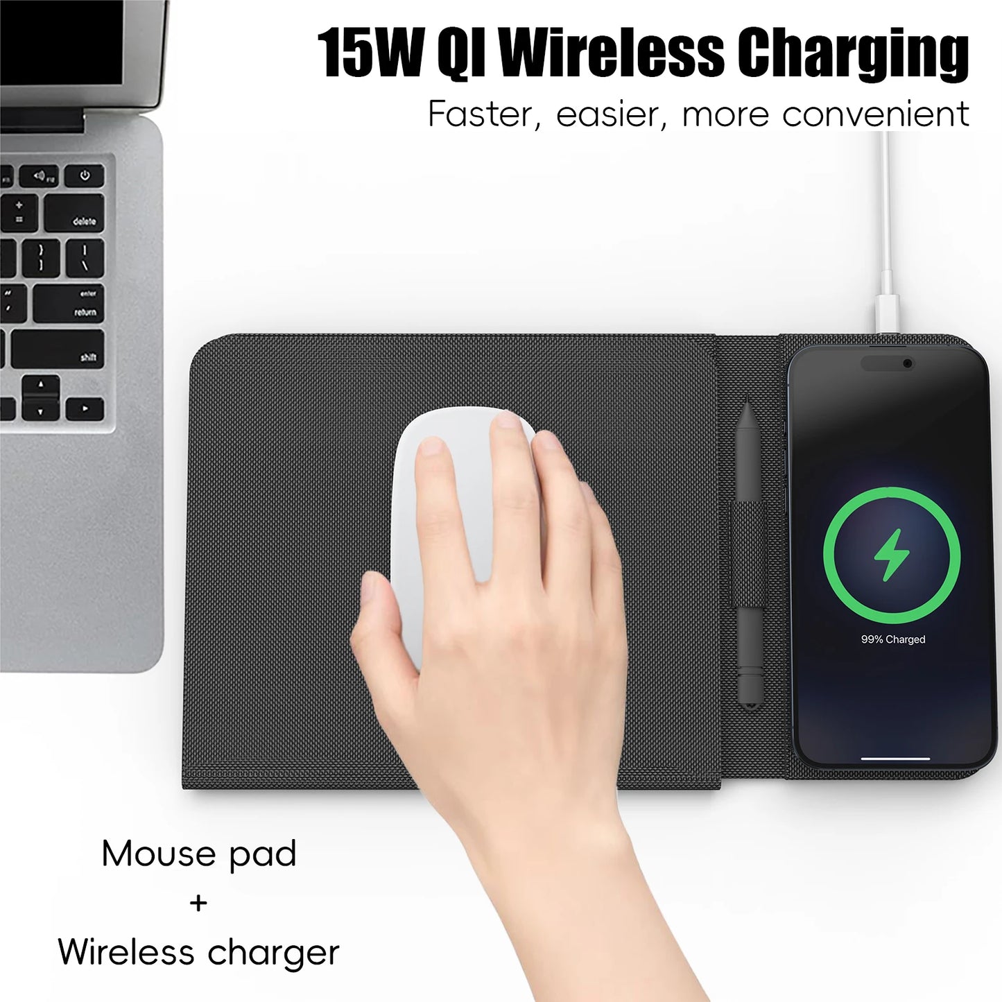Foldable Charging Mouse Pad with Writing Tablet