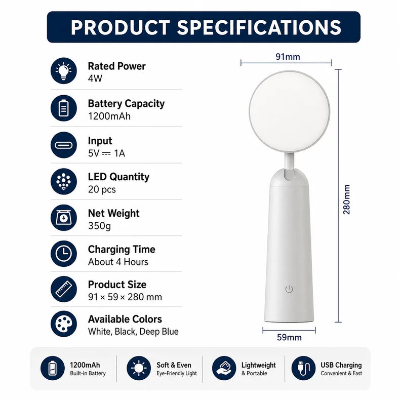 Round Head Touch Desk Lamp