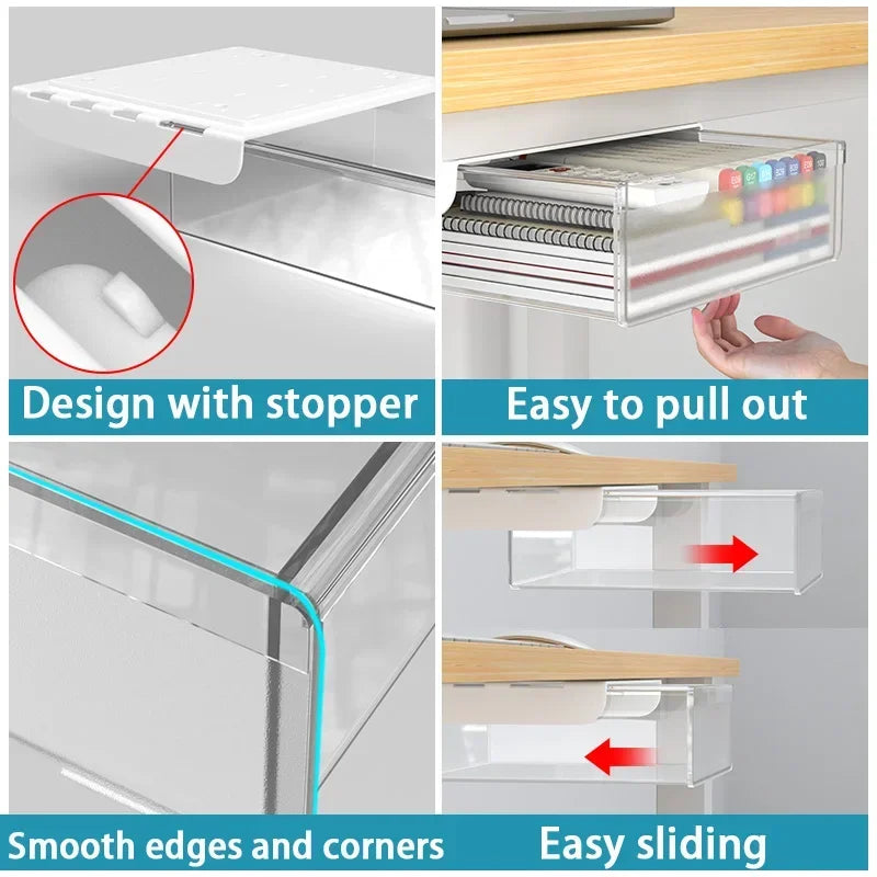 Hidden Under-Desk Drawer Organizer