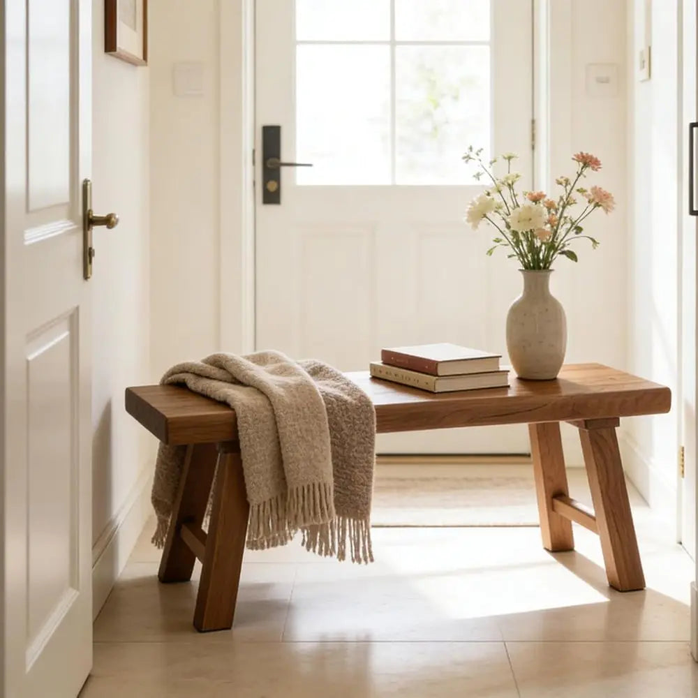 Solid Elm Entryway Bench