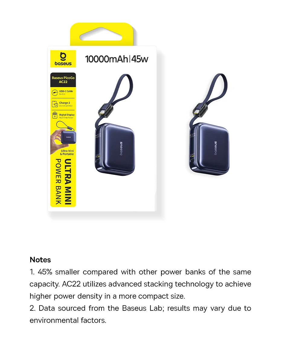 Mini Power Bank with Built-In Cable