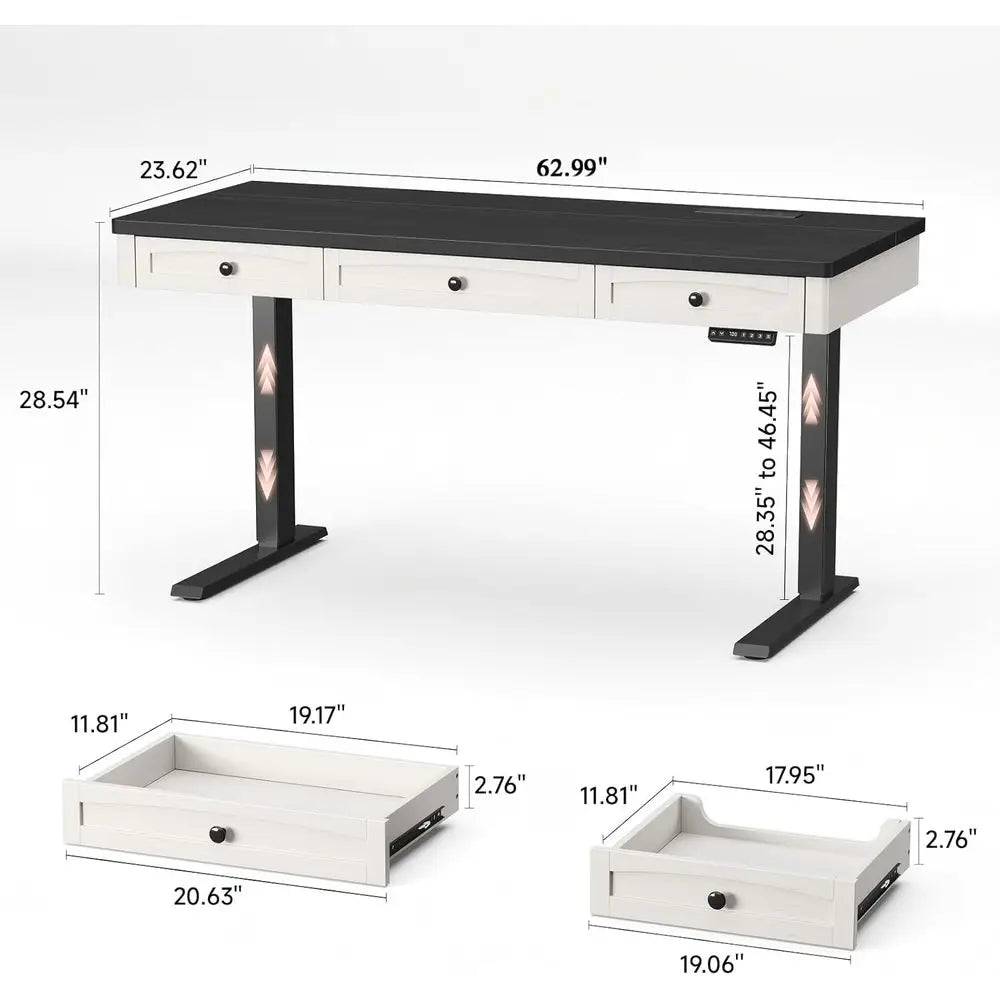 Retro Curved Standing Desk with Storage