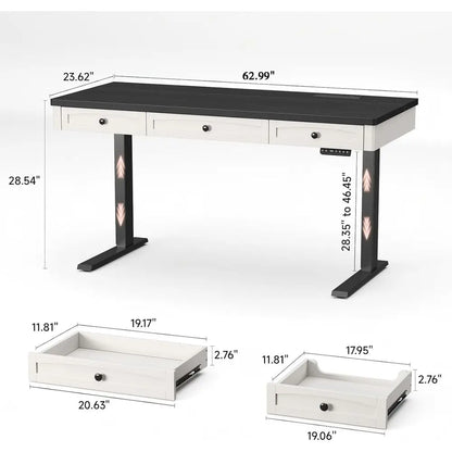 Retro Curved Standing Desk with Storage
