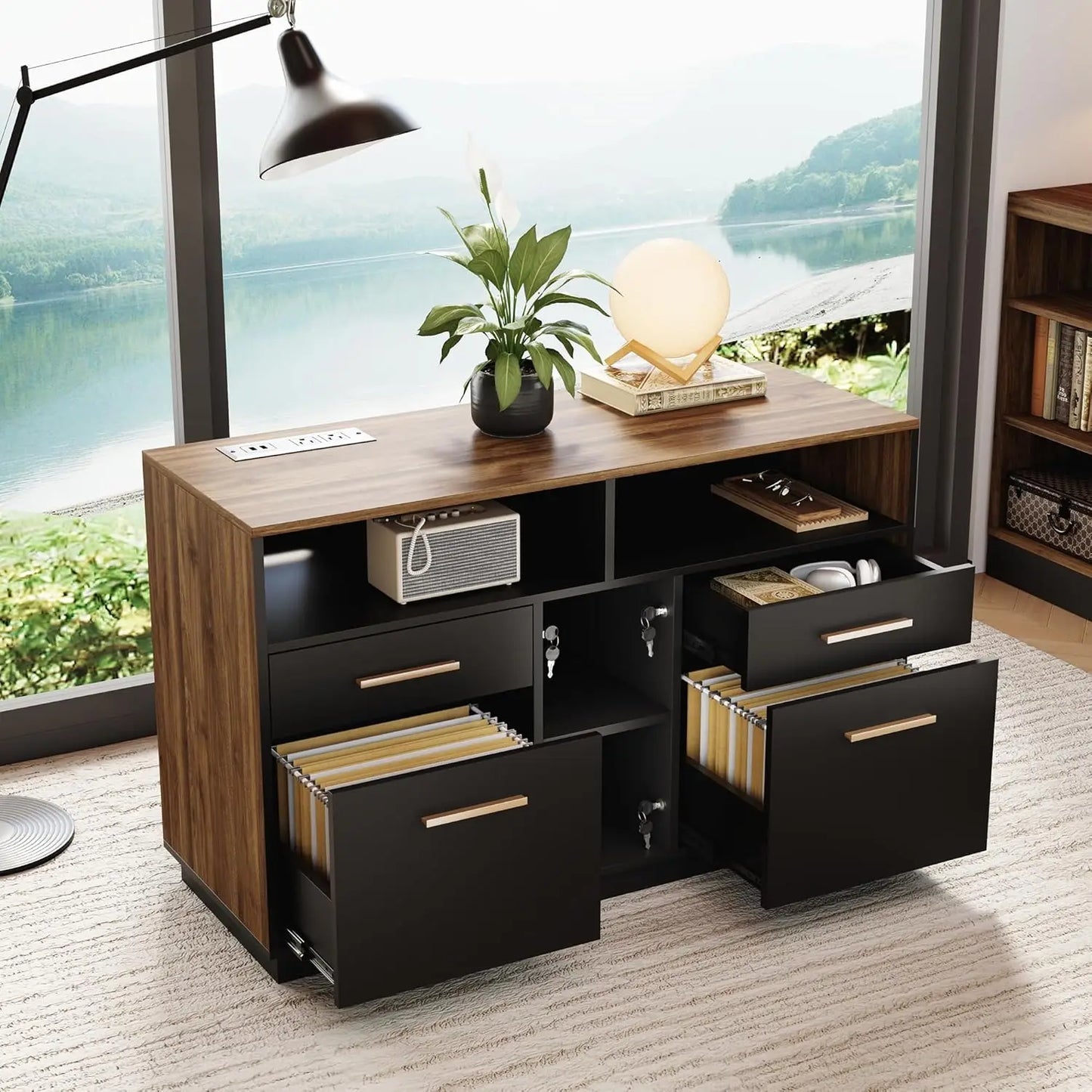 Westvale Filing Cabinet with Charging Station & Adjustable Storage