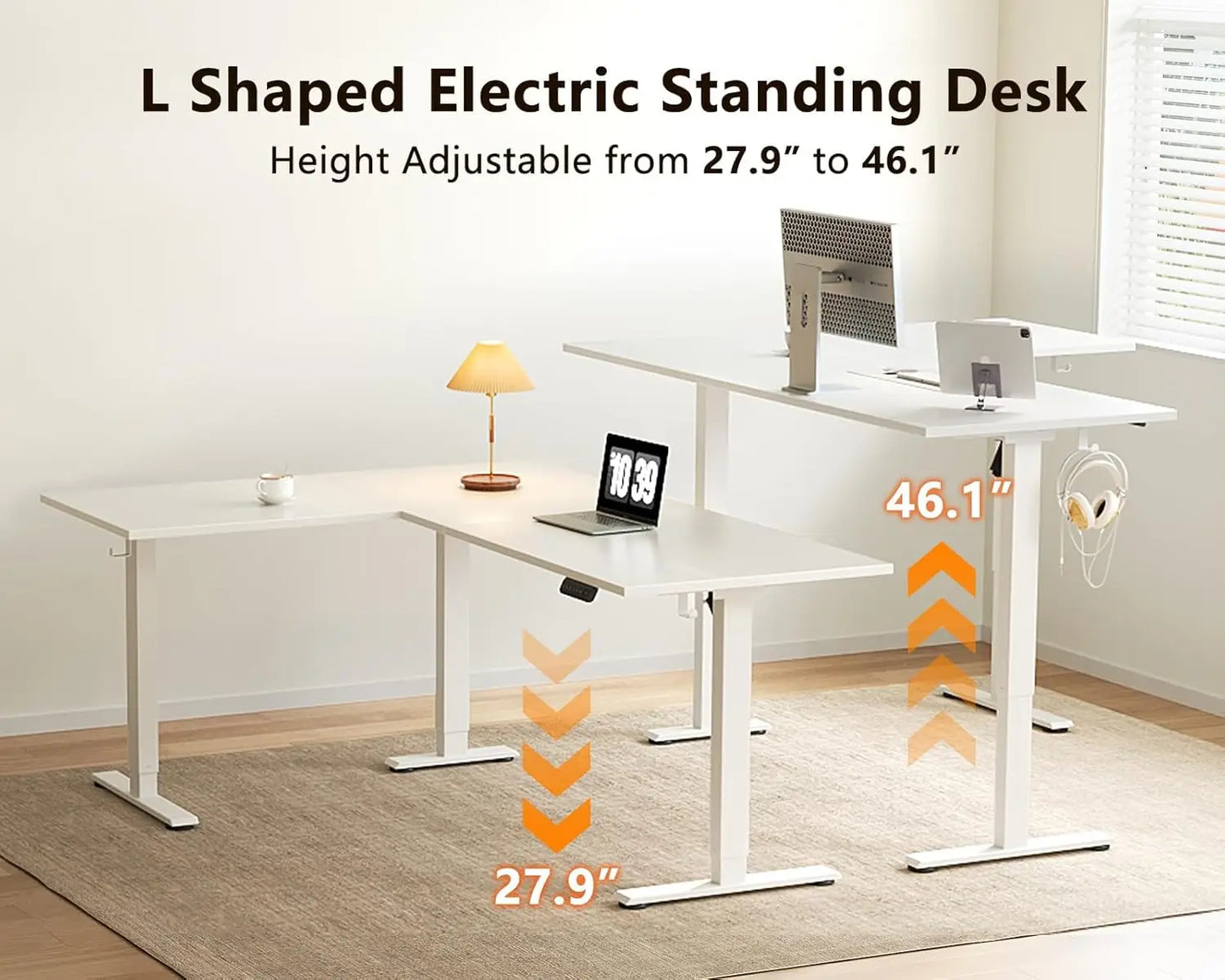 63" Electric L-Shaped Standing Desk