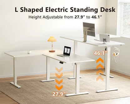 63" Electric L-Shaped Standing Desk