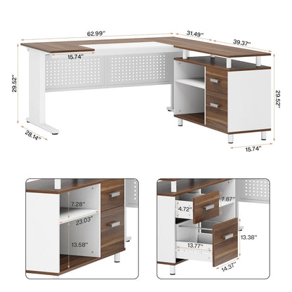 Parkview L-Shaped Executive Desk with Storage Cabinet & File Drawer