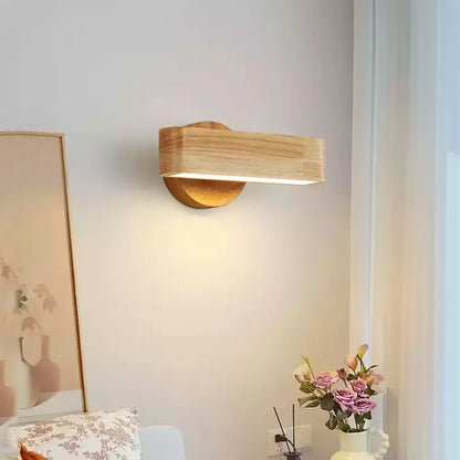 Rotating Japanese Wood Wall Lamp