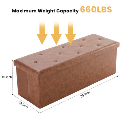 Leather Folding Storage Ottoman