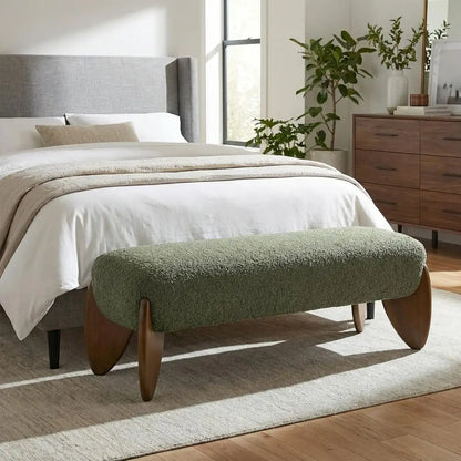 Scalloped-Leg Upholstered Bench