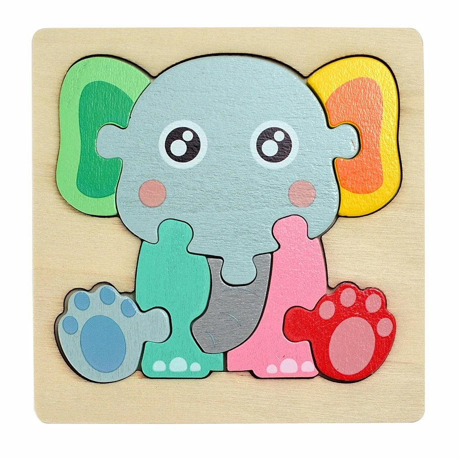 3D Wooden Animal & Vehicle Puzzle Set
