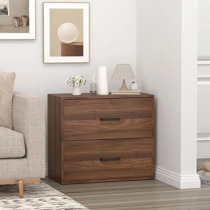 Premium Walnut Lateral Filing Cabinet with Dual Deep Drawers