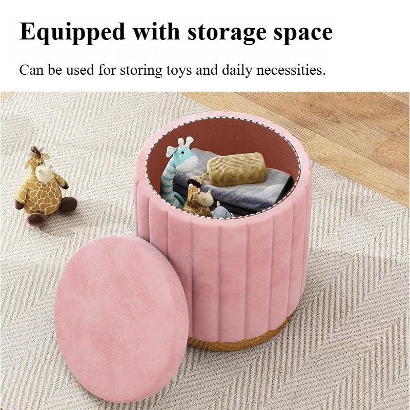 Round Storage Ottoman Stool