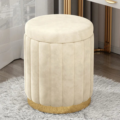 Round Storage Ottoman Stool