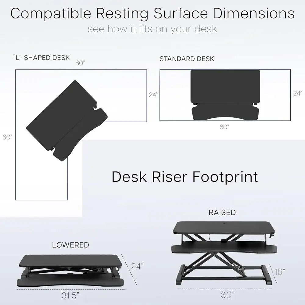 Height Adjustable Sit-Stand Desk Riser with Keyboard Tray