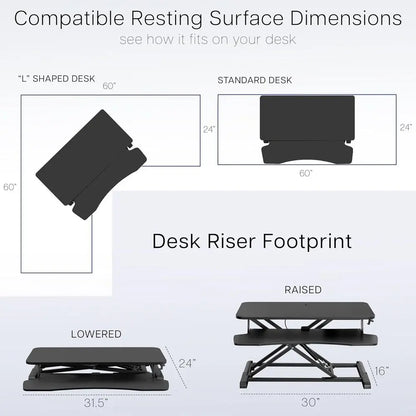 Height Adjustable Sit-Stand Desk Riser with Keyboard Tray