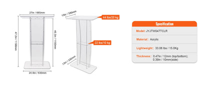 SucceBuy 47in Clear Acrylic Podium