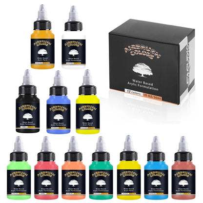 12-Color Acrylic Paint Set, 30ml, Airbrush Ready